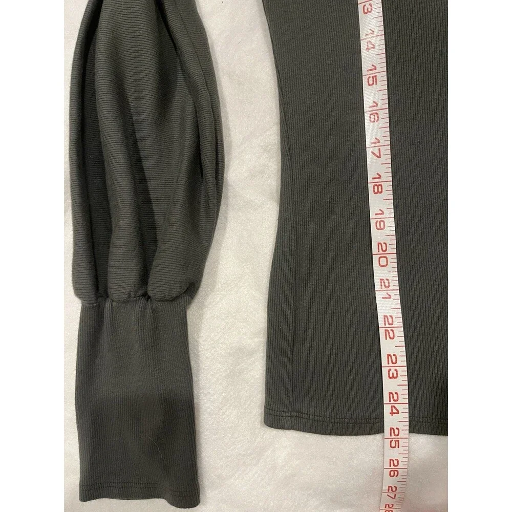 Michael Stars Misha Bishop Sleeve LS XL Top Tarragon Olive Green Cotton Blend